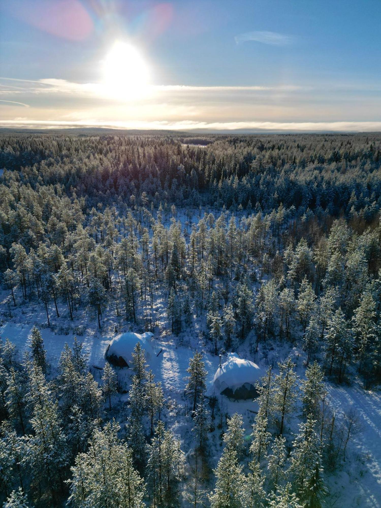 Aurora Igloo Fireplace-Heated Tents In A Secret Forest With Private Jacuzzi And Shared Sauna Bathroom And Dog Friendly Rovaniemi Ngoại thất bức ảnh